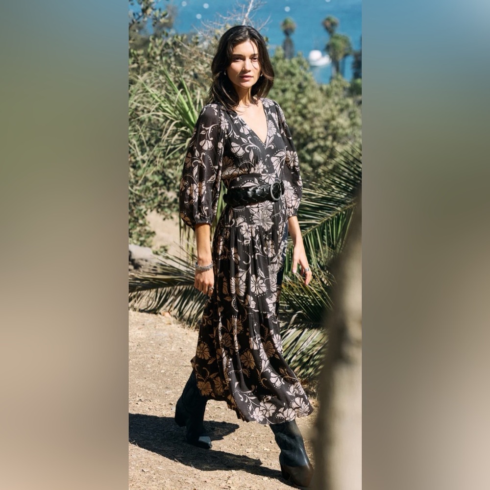 Z Supply Black and Cream Floral Maxi Dress
